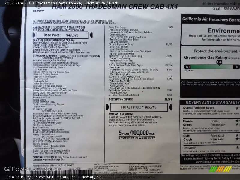 Bright White / Black 2022 Ram 2500 Tradesman Crew Cab 4x4