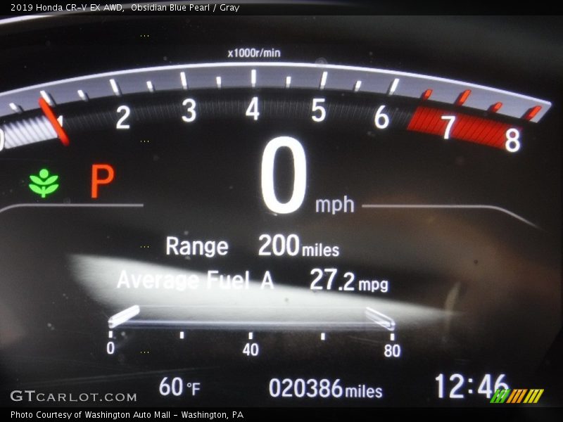 Obsidian Blue Pearl / Gray 2019 Honda CR-V EX AWD