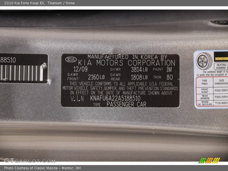 Titanium / Stone 2010 Kia Forte Koup EX