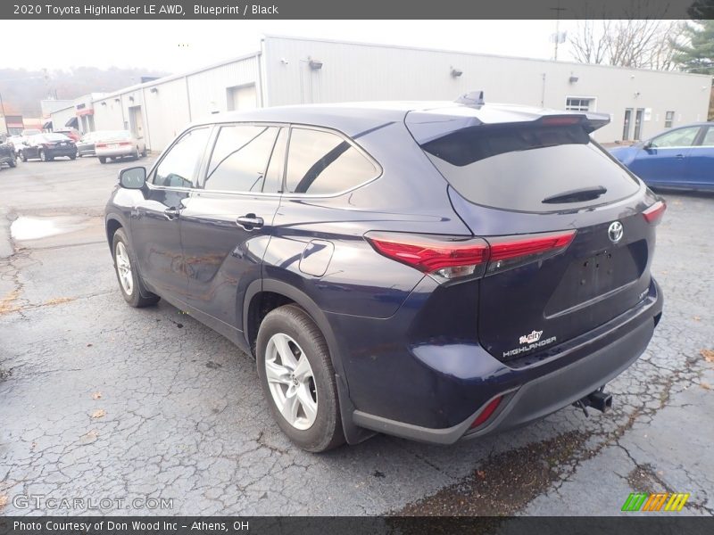 Blueprint / Black 2020 Toyota Highlander LE AWD
