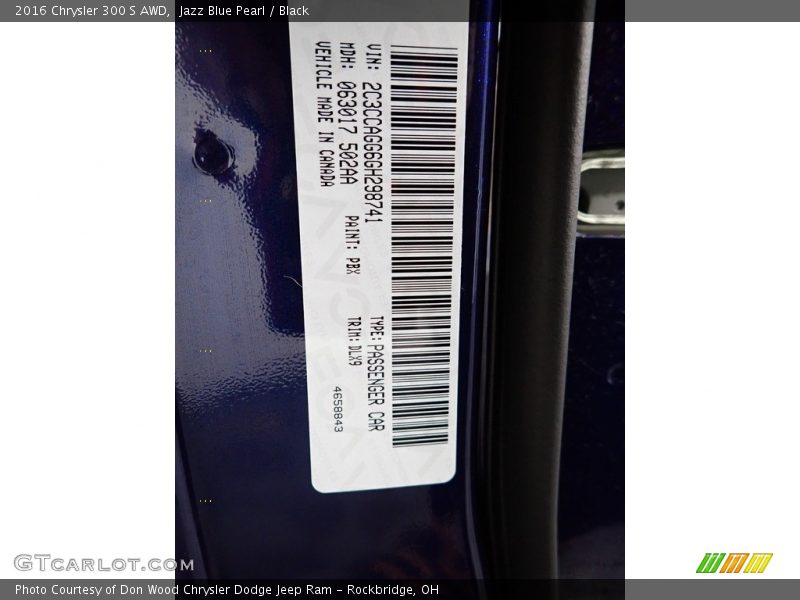 Jazz Blue Pearl / Black 2016 Chrysler 300 S AWD