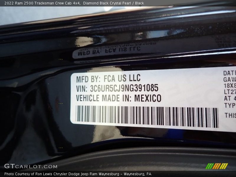 Diamond Black Crystal Pearl / Black 2022 Ram 2500 Tradesman Crew Cab 4x4