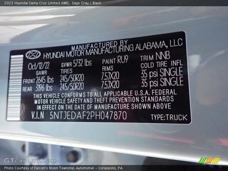 Sage Gray / Black 2023 Hyundai Santa Cruz Limited AWD