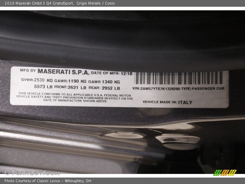 Grigio Metallo / Cuoio 2019 Maserati Ghibli S Q4 GrandSport