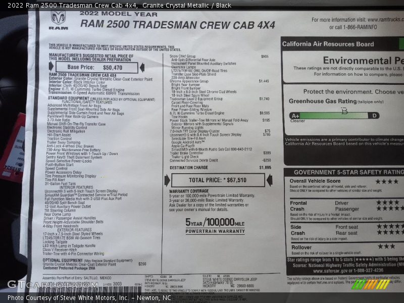 Granite Crystal Metallic / Black 2022 Ram 2500 Tradesman Crew Cab 4x4