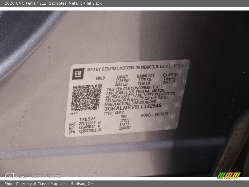Satin Steel Metallic / Jet Black 2020 GMC Terrain SLE