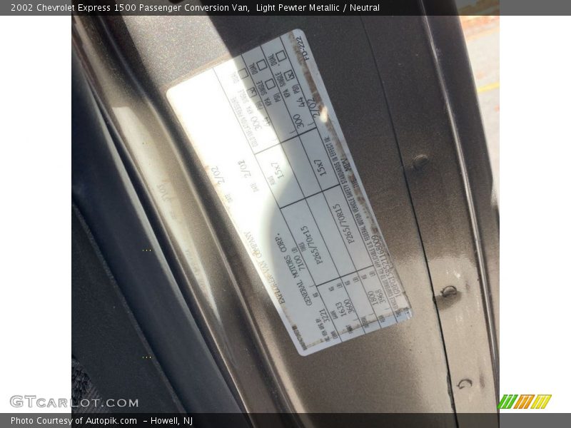 Light Pewter Metallic / Neutral 2002 Chevrolet Express 1500 Passenger Conversion Van