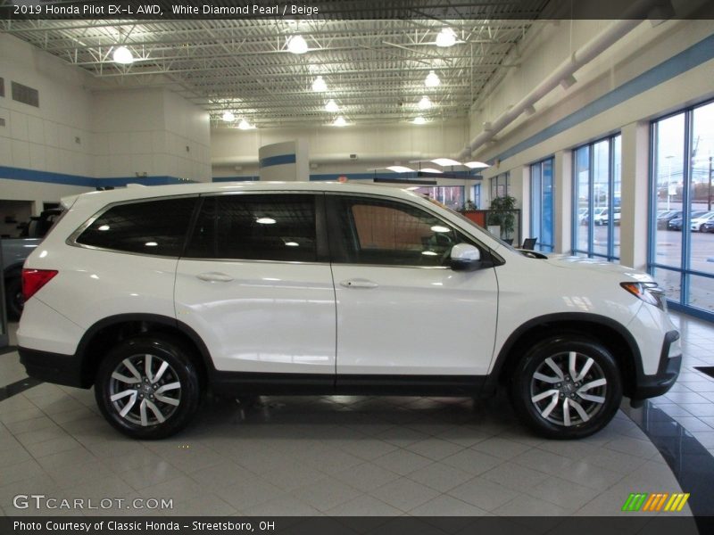 White Diamond Pearl / Beige 2019 Honda Pilot EX-L AWD