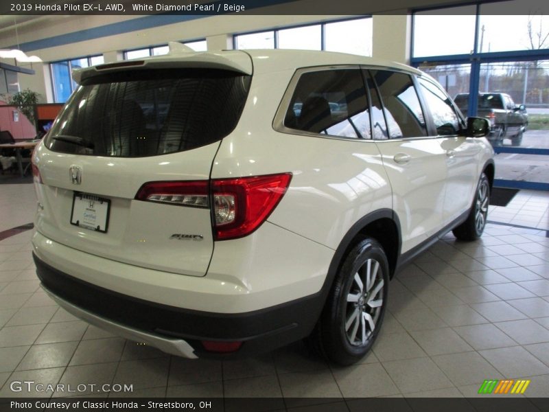 White Diamond Pearl / Beige 2019 Honda Pilot EX-L AWD