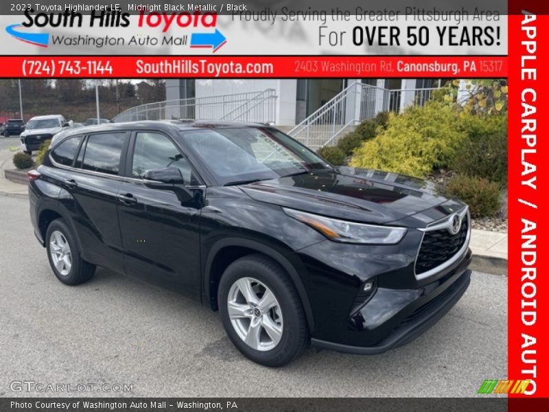 Midnight Black Metallic / Black 2023 Toyota Highlander LE