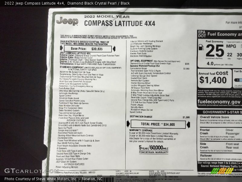 Diamond Black Crystal Pearl / Black 2022 Jeep Compass Latitude 4x4