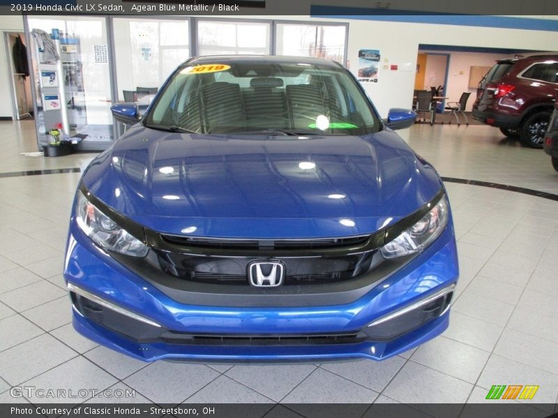 Agean Blue Metallic / Black 2019 Honda Civic LX Sedan
