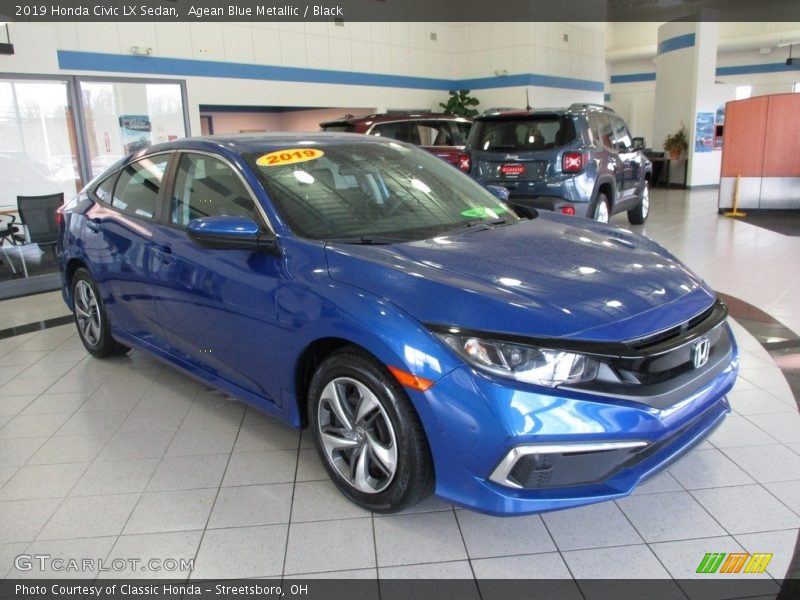 Agean Blue Metallic / Black 2019 Honda Civic LX Sedan