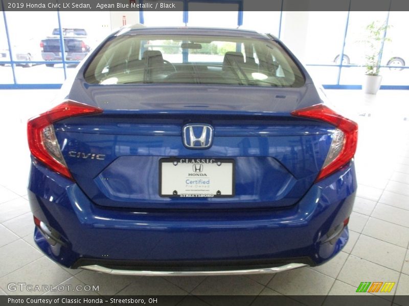 Agean Blue Metallic / Black 2019 Honda Civic LX Sedan