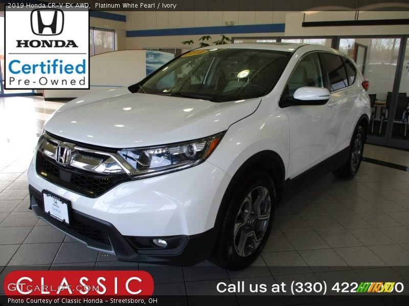 Platinum White Pearl / Ivory 2019 Honda CR-V EX AWD