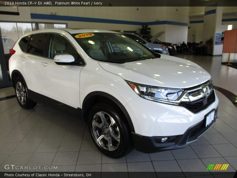 Platinum White Pearl / Ivory 2019 Honda CR-V EX AWD