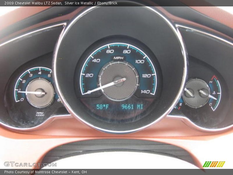 Silver Ice Metallic / Ebony/Brick 2009 Chevrolet Malibu LTZ Sedan