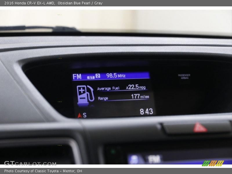 Obsidian Blue Pearl / Gray 2016 Honda CR-V EX-L AWD