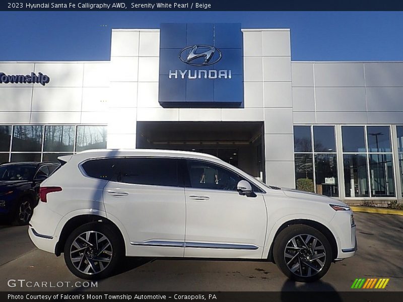 Serenity White Pearl / Beige 2023 Hyundai Santa Fe Calligraphy AWD