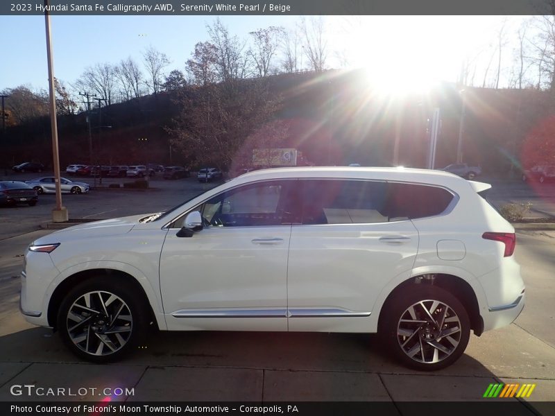 Serenity White Pearl / Beige 2023 Hyundai Santa Fe Calligraphy AWD