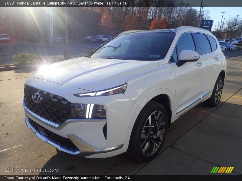 Serenity White Pearl / Beige 2023 Hyundai Santa Fe Calligraphy AWD