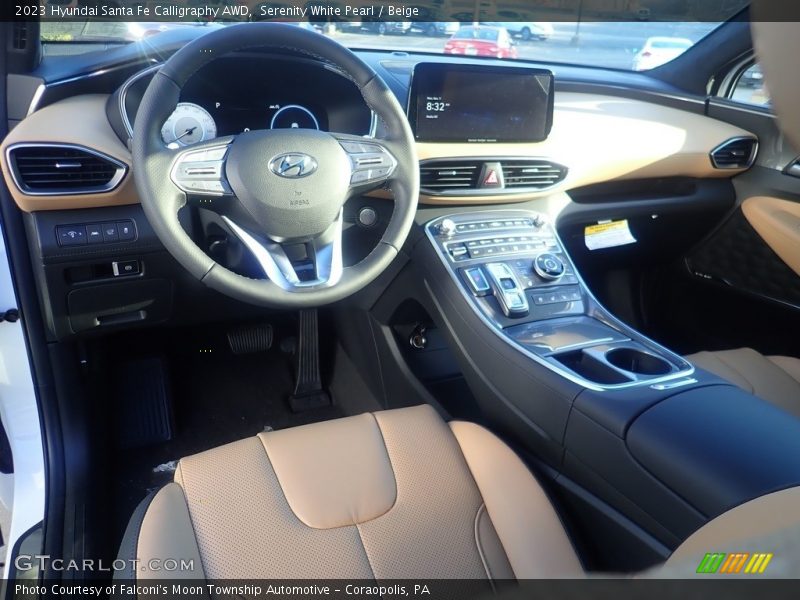 Serenity White Pearl / Beige 2023 Hyundai Santa Fe Calligraphy AWD