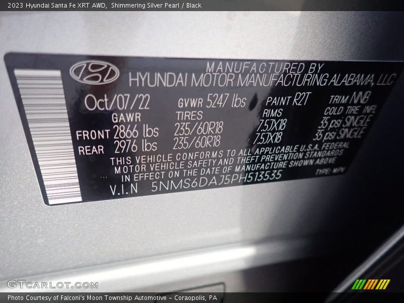 Shimmering Silver Pearl / Black 2023 Hyundai Santa Fe XRT AWD