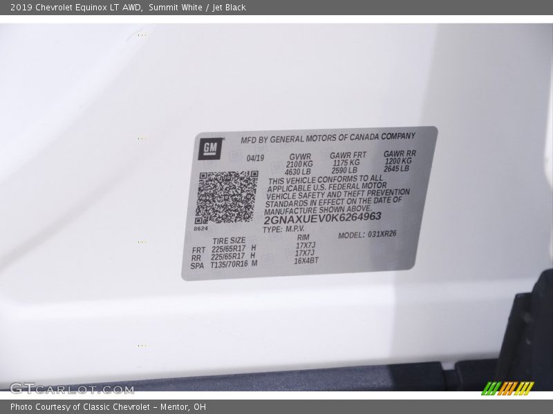 Summit White / Jet Black 2019 Chevrolet Equinox LT AWD