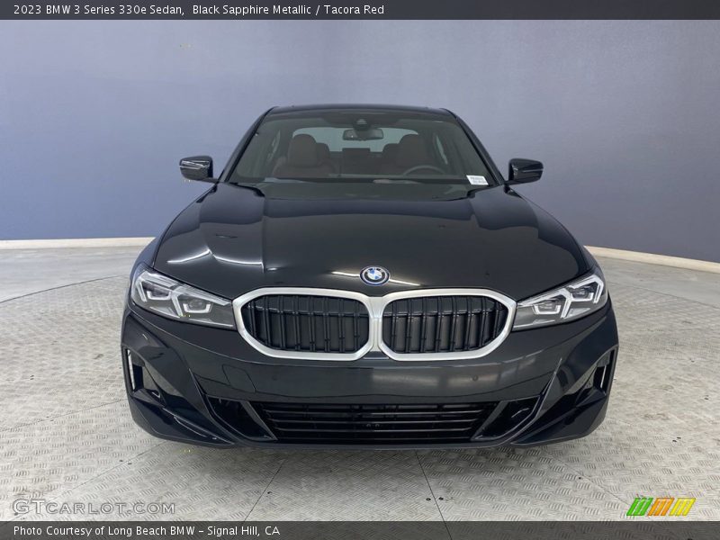 Black Sapphire Metallic / Tacora Red 2023 BMW 3 Series 330e Sedan