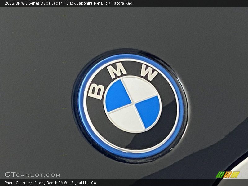 Black Sapphire Metallic / Tacora Red 2023 BMW 3 Series 330e Sedan