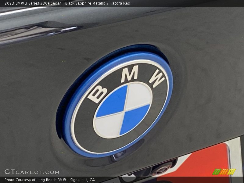 Black Sapphire Metallic / Tacora Red 2023 BMW 3 Series 330e Sedan