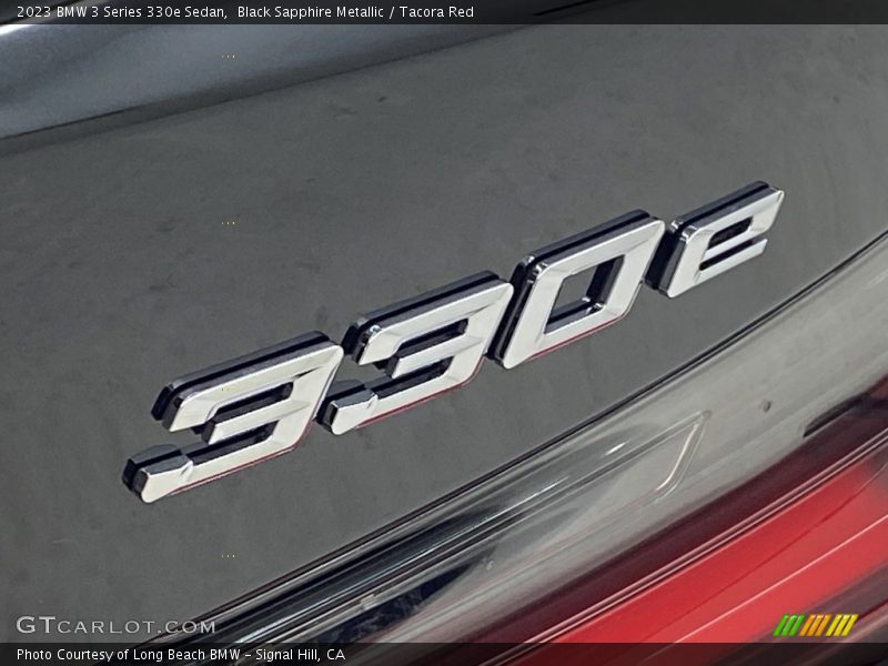Black Sapphire Metallic / Tacora Red 2023 BMW 3 Series 330e Sedan