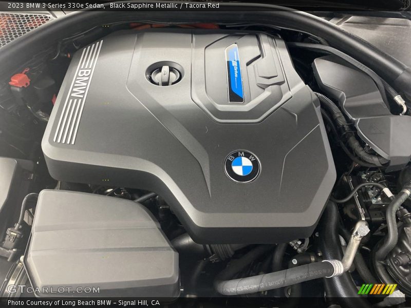 Black Sapphire Metallic / Tacora Red 2023 BMW 3 Series 330e Sedan