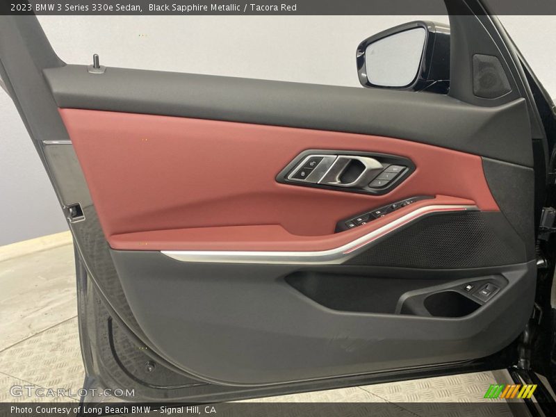 Black Sapphire Metallic / Tacora Red 2023 BMW 3 Series 330e Sedan