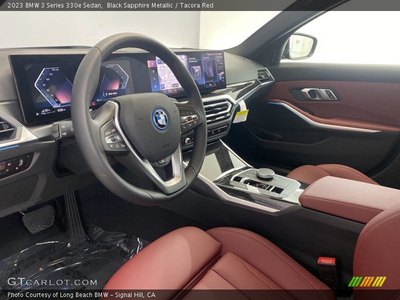 Black Sapphire Metallic / Tacora Red 2023 BMW 3 Series 330e Sedan