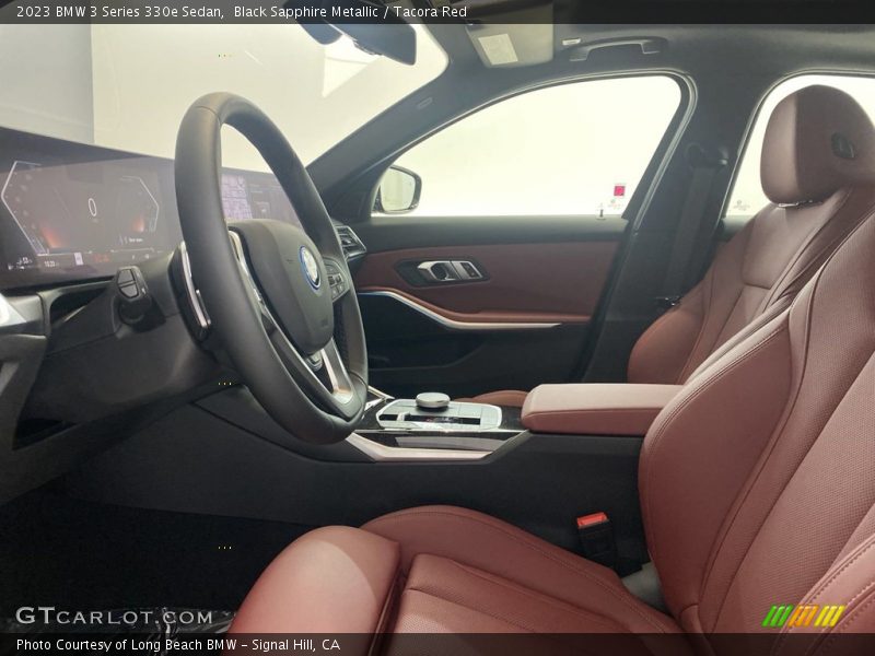 Black Sapphire Metallic / Tacora Red 2023 BMW 3 Series 330e Sedan