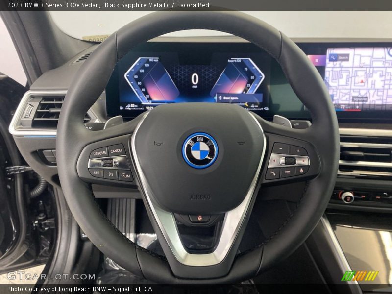 Black Sapphire Metallic / Tacora Red 2023 BMW 3 Series 330e Sedan