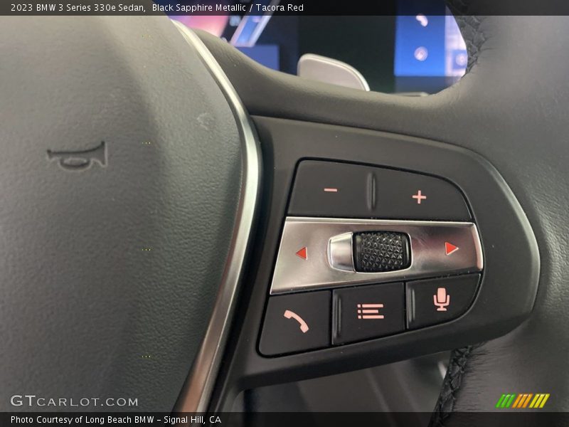 Black Sapphire Metallic / Tacora Red 2023 BMW 3 Series 330e Sedan