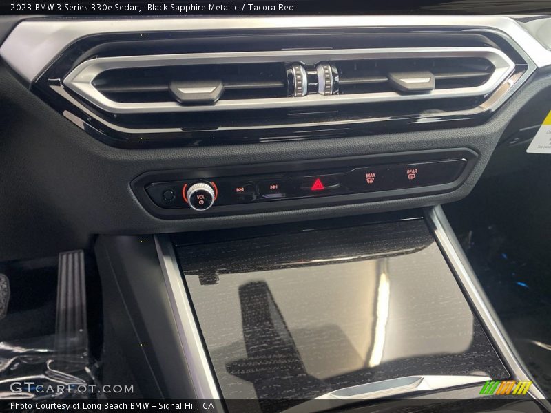 Black Sapphire Metallic / Tacora Red 2023 BMW 3 Series 330e Sedan