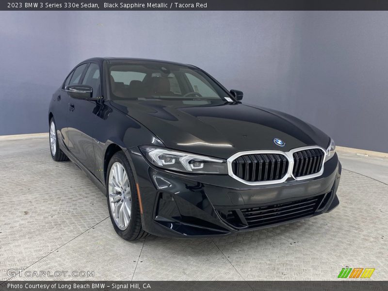 Black Sapphire Metallic / Tacora Red 2023 BMW 3 Series 330e Sedan