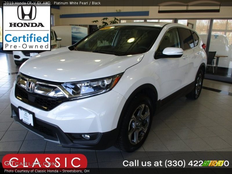 Platinum White Pearl / Black 2019 Honda CR-V EX AWD