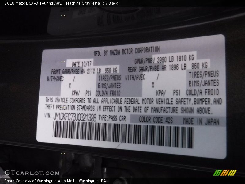 Machine Gray Metallic / Black 2018 Mazda CX-3 Touring AWD