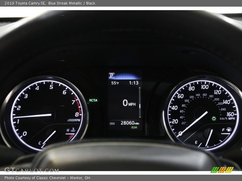 Blue Streak Metallic / Black 2019 Toyota Camry SE