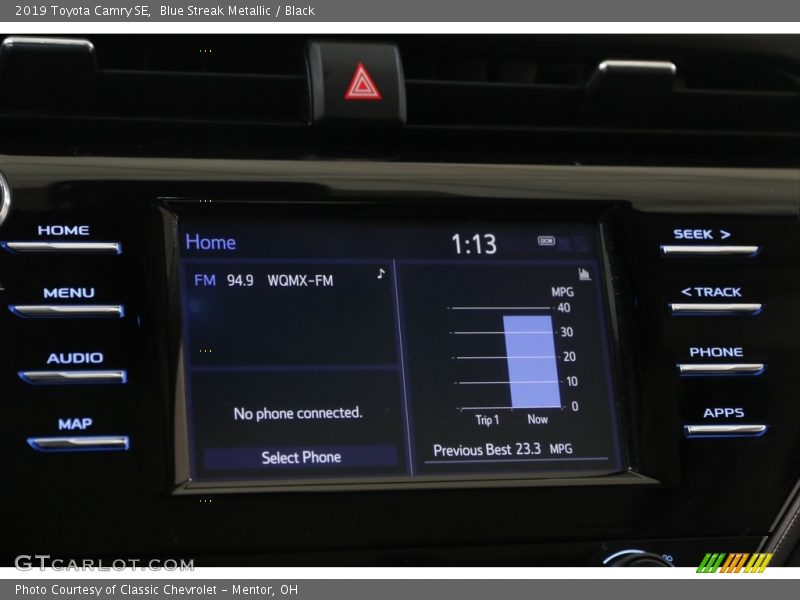 Blue Streak Metallic / Black 2019 Toyota Camry SE