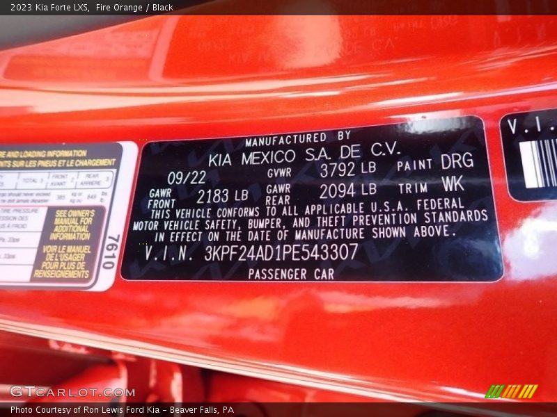 Fire Orange / Black 2023 Kia Forte LXS