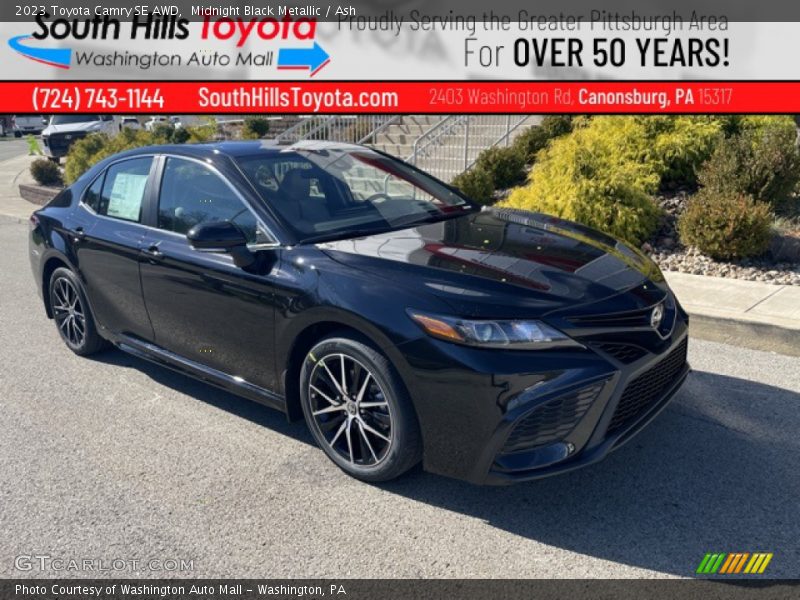 Midnight Black Metallic / Ash 2023 Toyota Camry SE AWD