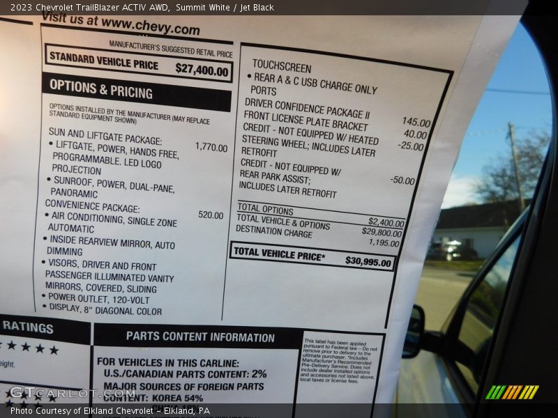 Summit White / Jet Black 2023 Chevrolet TrailBlazer ACTIV AWD