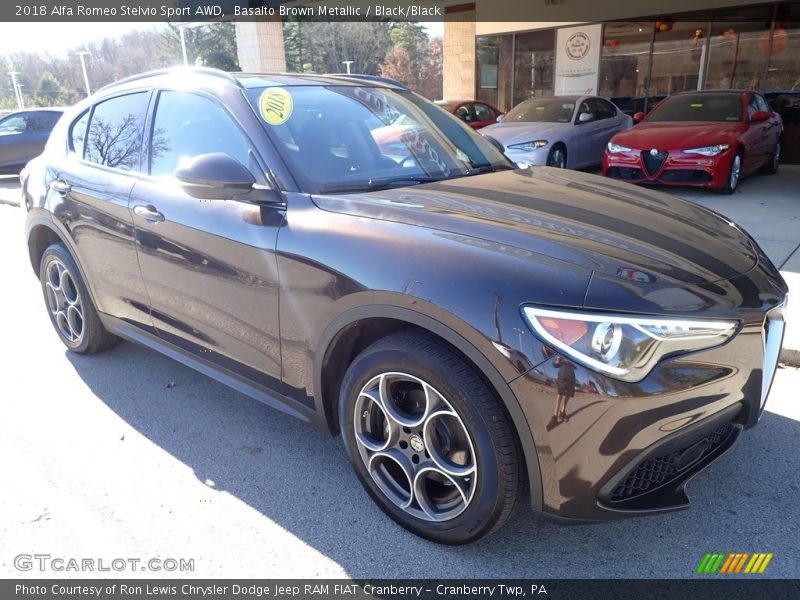 Basalto Brown Metallic / Black/Black 2018 Alfa Romeo Stelvio Sport AWD