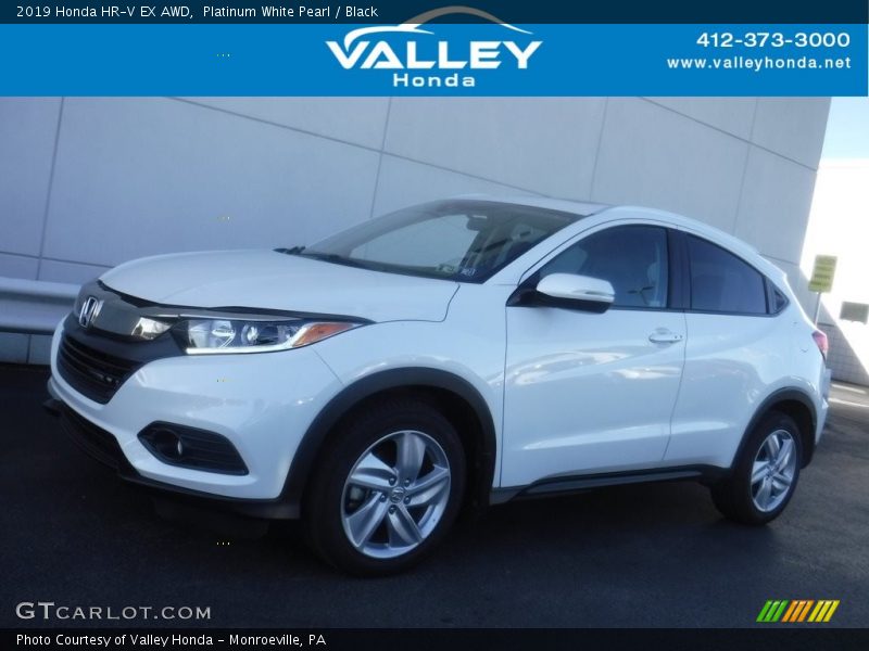 Platinum White Pearl / Black 2019 Honda HR-V EX AWD