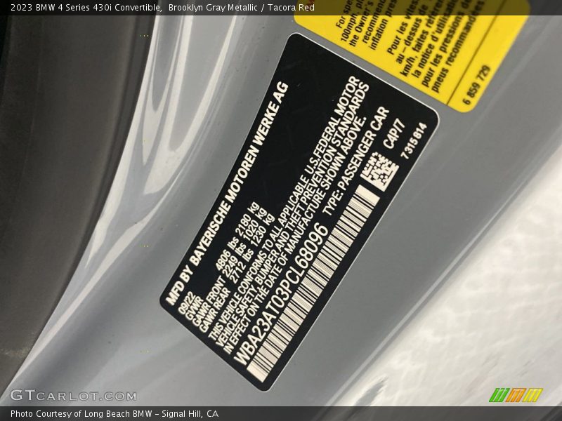 Brooklyn Gray Metallic / Tacora Red 2023 BMW 4 Series 430i Convertible